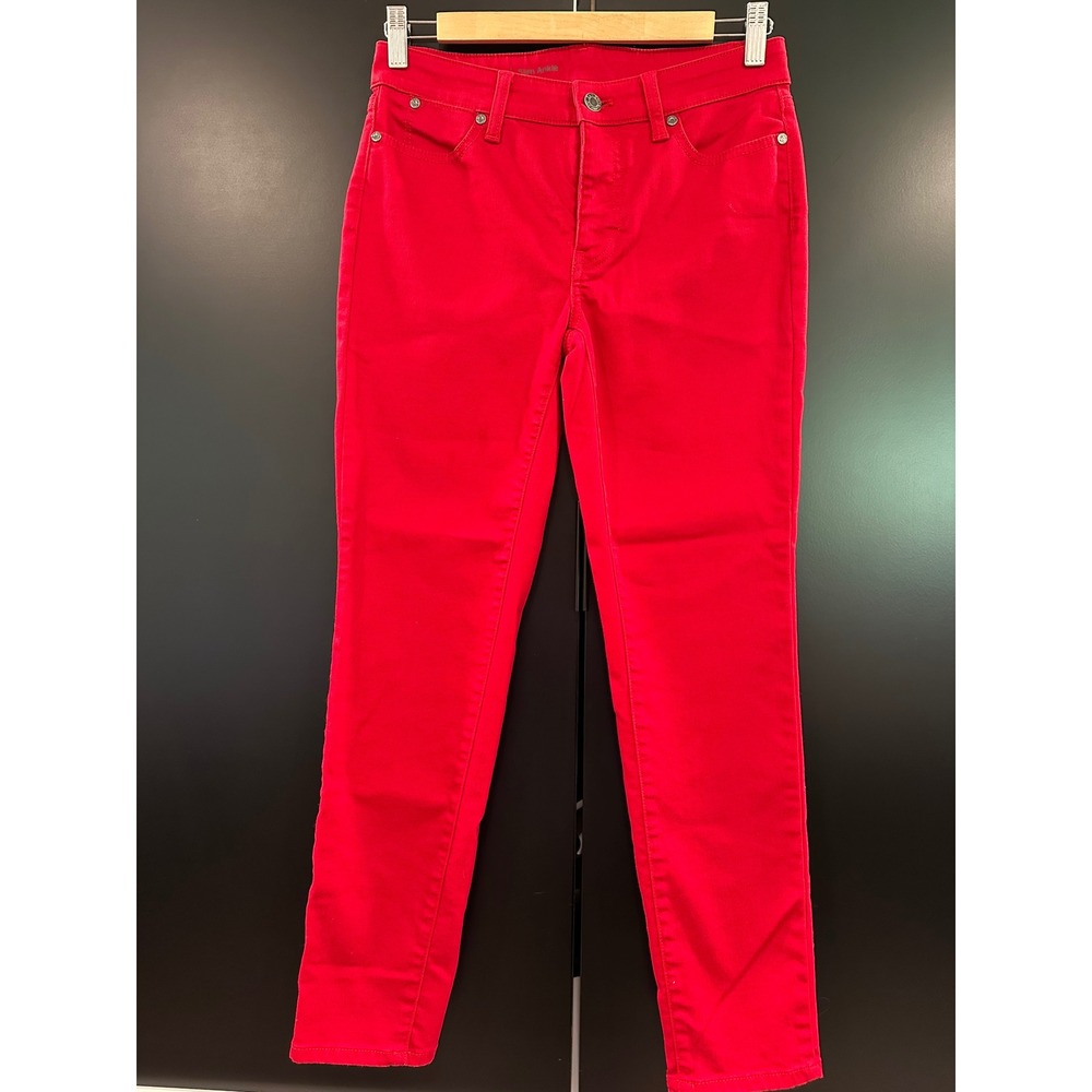 Talbots Flawless Slim Ankle Jeans Red Size 2P Petite Stretch Denim Pants